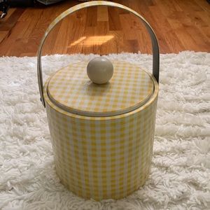 VINTAGE 60s 70s Yellow White Gingham Ice Bucket